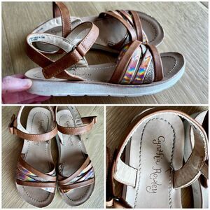 Cynthia Rowley Girls Brown Iridescent Strapy Sandals size 2